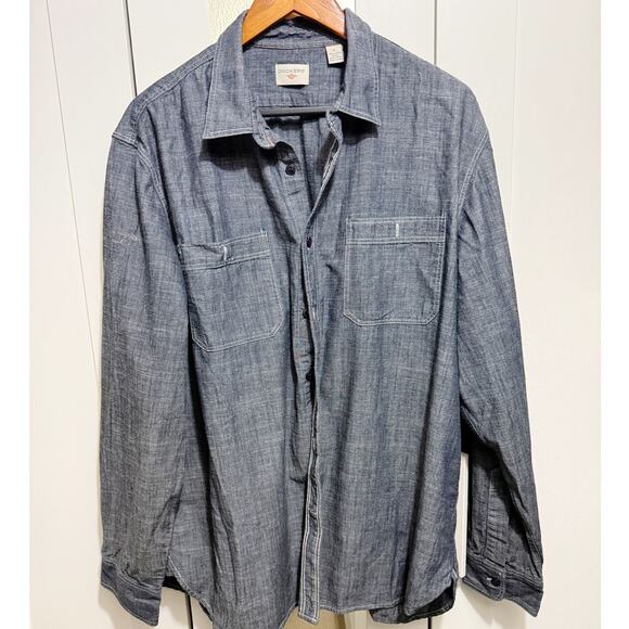 Dockers Men’s XL Chambray Denim Button-Up Shirt Long Sleeve 100% Cotton - Picture 1 of 8